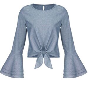 NWT LIKELY x ANTHROPOLOGIE Talcott Top In Blue Chambray Size Large